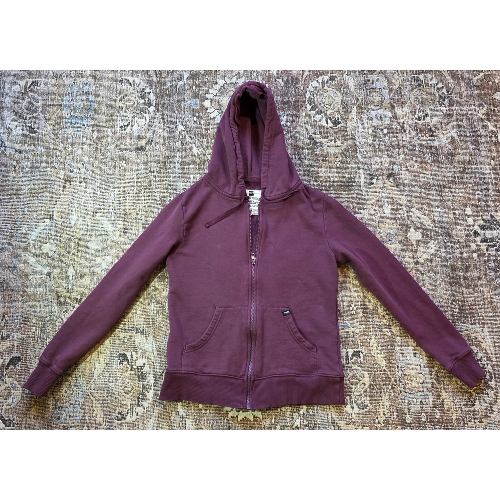 PACT Hoodie Womens Small Plum Purple Organic Cotton Brushed Fleece Zip Jacket